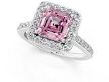 White gold Fancy Pink Asscher Cut Halo Round Diamond Pavé Band with Four-Prong Setting_16