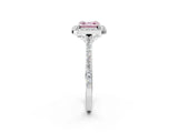 White gold Fancy Pink Asscher Cut Halo Round Diamond Pavé Band with Four-Prong Setting_17