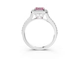 White gold Fancy Pink Asscher Cut Halo Round Diamond Pavé Band with Four-Prong Setting_18
