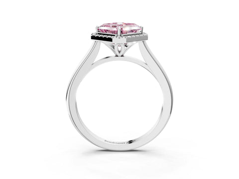 White gold Fancy Pink Asscher Cut Halo Round Diamond Solitaire Engagement Ring with Pave Band and Four-Prong Setting_27