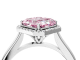 White gold Fancy Pink Asscher Cut Halo Round Diamond Solitaire Engagement Ring with Pave Band and Four-Prong Setting_28