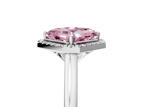 White gold Fancy Pink Asscher Cut Halo Round Diamond Solitaire Engagement Ring with Pave Band and Four-Prong Setting_29