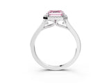 White gold Fancy Pink Asscher Cut Halo Round Diamond Solitaire Ring with Pavé Band and Four-Prong Setting_3