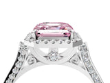 White gold Fancy Pink Asscher Cut Halo Round Diamond Twist Band with Four-Prong Setting_28