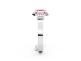 White gold Fancy Pink Asscher Cut Halo Round Diamond Twist Band with Four-Prong Setting_2