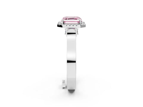 White gold Fancy Pink Asscher Cut Halo Round Diamond Twist Band with Four-Prong Setting_32