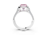 White gold Fancy Pink Asscher Cut Halo Round Diamond Twist Band with Four-Prong Setting_33