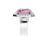 White gold Fancy Pink Asscher Cut Halo Round Diamond Twist Band with Four-Prong Setting_35