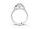 White gold Fancy Pink Asscher Cut Halo Round Diamond Twist Band with Four-Prong Setting_3