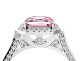 White gold Fancy Pink Asscher Cut Halo Round Diamond Twist Band with Four-Prong Setting_4