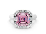 White gold Fancy Pink Asscher  Cut Halo Solitaire Engagement Ring with Square Band and Four-Prong Setting_126