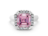 White gold Fancy Pink Asscher  Cut Halo Solitaire Engagement Ring with Square Band and Four-Prong Setting_12