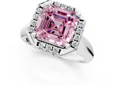 White gold Fancy Pink Asscher  Cut Halo Solitaire Engagement Ring with Square Band and Four-Prong Setting_13