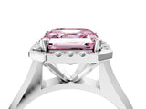 White gold Fancy Pink Asscher  Cut Halo Solitaire Engagement Ring with Square Band and Four-Prong Setting_130