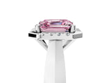 White gold Fancy Pink Asscher  Cut Halo Solitaire Engagement Ring with Square Band and Four-Prong Setting_131