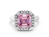 White gold Fancy Pink Asscher  Cut Halo Solitaire Engagement Ring with Square Band and Four-Prong Setting_77