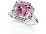 White gold Fancy Pink Asscher  Cut Halo Solitaire Engagement Ring with Square Band and Four-Prong Setting_78