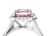 White gold Fancy Pink Asscher  Cut Halo Solitaire Engagement Ring with Square Band and Four-Prong Setting_81