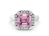 White gold Fancy Pink Asscher  Cut Halo Solitaire Engagement Ring with Square Band and Four-Prong Setting_84