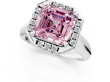 White gold Fancy Pink Asscher  Cut Halo Solitaire Engagement Ring with Square Band and Four-Prong Setting_85