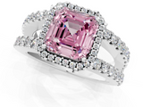 White gold Fancy Pink Asscher  Cut Halo Split Shank Diamond Ring with Four-Prong Setting_1