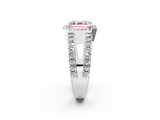 White gold Fancy Pink Asscher  Cut Halo Split Shank Diamond Ring with Four-Prong Setting_2