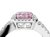 White gold Fancy Pink Asscher  Cut Halo Split Shank Diamond Ring with Four-Prong Setting_4