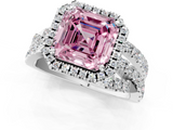 White gold Fancy Pink Asscher  Cut Halo Split Shank Prong Setting Ring_18