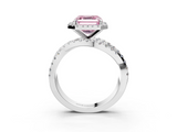 White gold Fancy Pink Asscher  Cut Halo Split Shank Prong Setting Ring_20