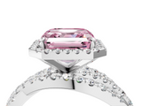 White gold Fancy Pink Asscher  Cut Halo Split Shank Prong Setting Ring_21