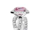 White gold Fancy Pink Asscher  Cut Halo Split Shank Prong Setting Ring_22