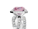White gold Fancy Pink Asscher  Cut Halo Split Shank Prong Setting Ring_41