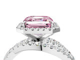 White gold Fancy Pink Asscher  Cut Halo Split Shank Prong Setting Ring_52