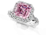 White gold Fancy Pink Asscher Cut Halo Twist Band with Four-Prong Setting_73