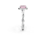 White gold Fancy Pink Asscher Cut Halo Twist Band with Four-Prong Setting_75