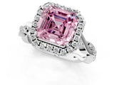 White gold Fancy Pink Asscher Cut Halo Twist Band with Four-Prong Setting_97