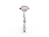 White gold Fancy Pink Asscher  Cut Halo Twisted Band Four-Prong Ring_2