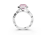 White gold Fancy Pink Asscher  Cut Halo Twisted Band Four-Prong Ring_3