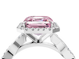White gold Fancy Pink Asscher  Cut Halo Twisted Band Four-Prong Ring_4
