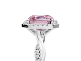 White gold Fancy Pink Asscher  Cut Halo Twisted Band Four-Prong Ring_5