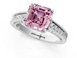 White gold Fancy Pink Asscher  Cut Milgrain Channel Set Engagement Ring with Solitaire Prong Setting_18