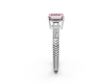 White gold Fancy Pink Asscher  Cut Milgrain Channel Set Engagement Ring with Solitaire Prong Setting_19