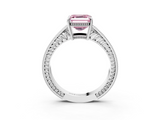White gold Fancy Pink Asscher  Cut Milgrain Channel Set Engagement Ring with Solitaire Prong Setting_20