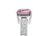 White gold Fancy Pink Asscher  Cut Milgrain Channel Set Engagement Ring with Solitaire Prong Setting_22