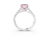 White gold Fancy Pink Asscher  Cut Pavé Band Solitaire Ring with Four-Prong Setting_20
