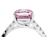 White gold Fancy Pink Asscher  Cut Pavé Band Solitaire Ring with Four-Prong Setting_21