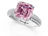 White gold Fancy Pink Asscher  Cut Pave Diamond Engagement Ring with Channel Set Band and Four-Prong Setting_1