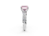 White gold Fancy Pink Asscher  Cut Pave Diamond Engagement Ring with Channel Set Band and Four-Prong Setting_2
