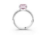 White gold Fancy Pink Asscher  Cut Pave Diamond Engagement Ring with Channel Set Band and Four-Prong Setting_3