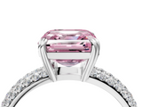 White gold Fancy Pink Asscher  Cut Pave Diamond Engagement Ring with Channel Set Band and Four-Prong Setting_4